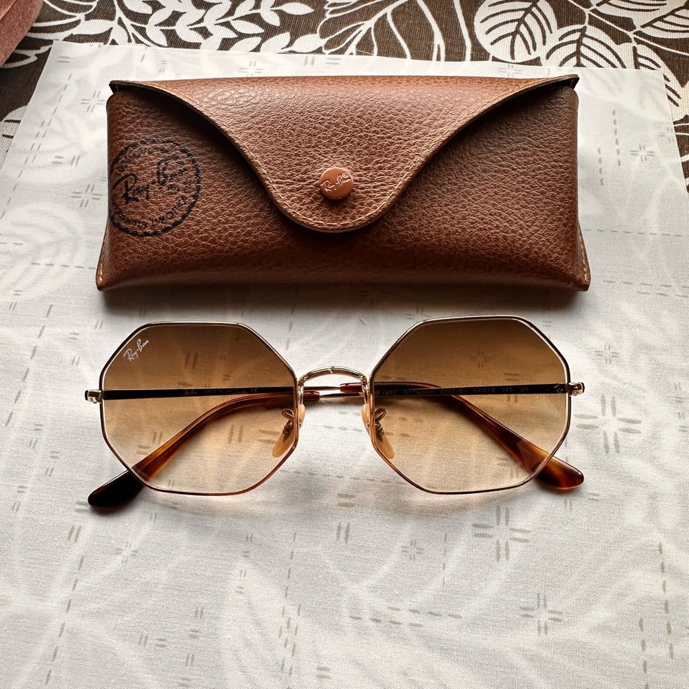 Ray-Ban Tan Octagonal Sunglasses